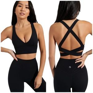BuffBunny Onyx Black Nubre V Neck Strappy Alpha Sports Bra